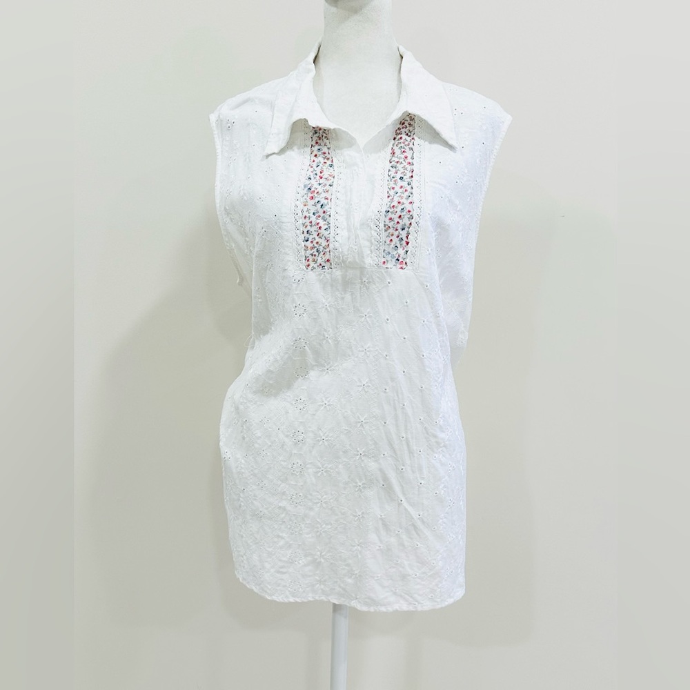 Outfit JPR Elegant White  Sleeveless Top Size‎ 1X Linen Blend